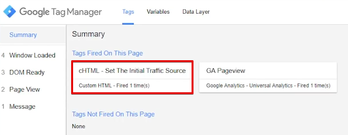 Verifying the fired custom HTML Tag from the Google Tag Manager