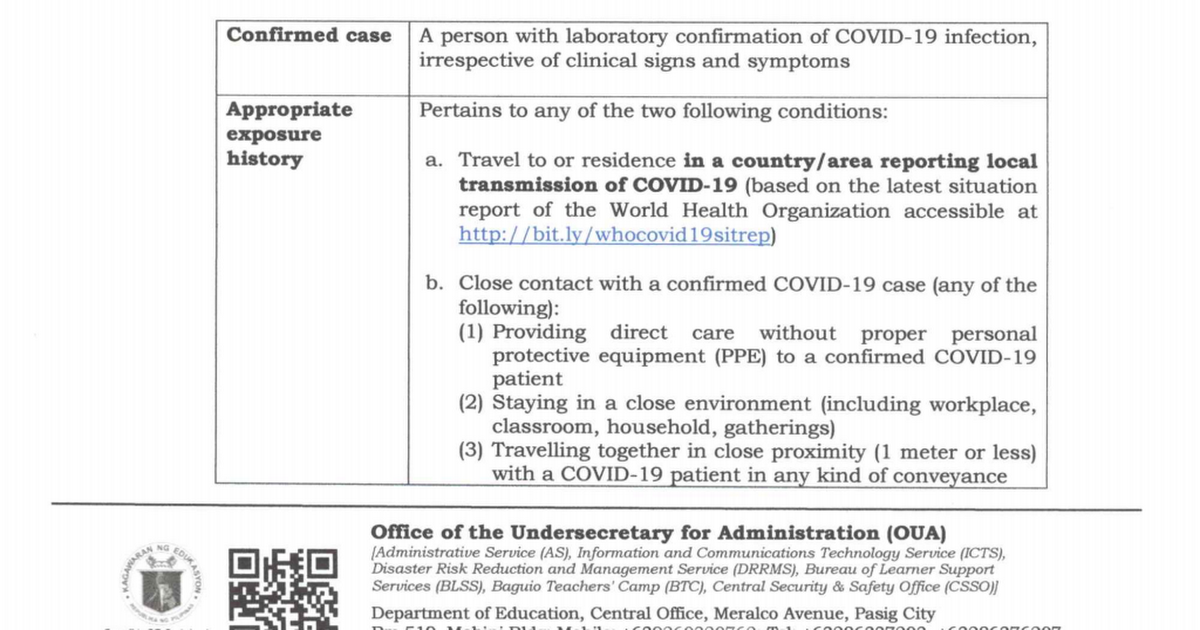 DepEd Task Force Covid-19 Memorandum No. 3 – Measures For Close ...