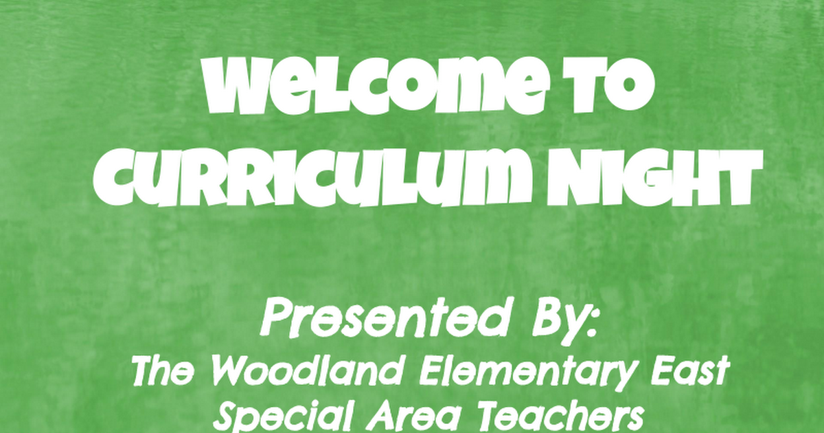 Special Area Curriculum Night Presentation