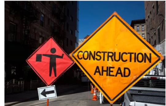 construction ahead sign in Washington DC