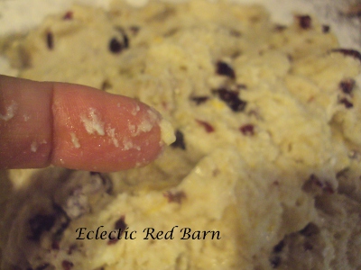 Eclectic Red Barn: Cherry Scones Batter on Floured Board - Sticky