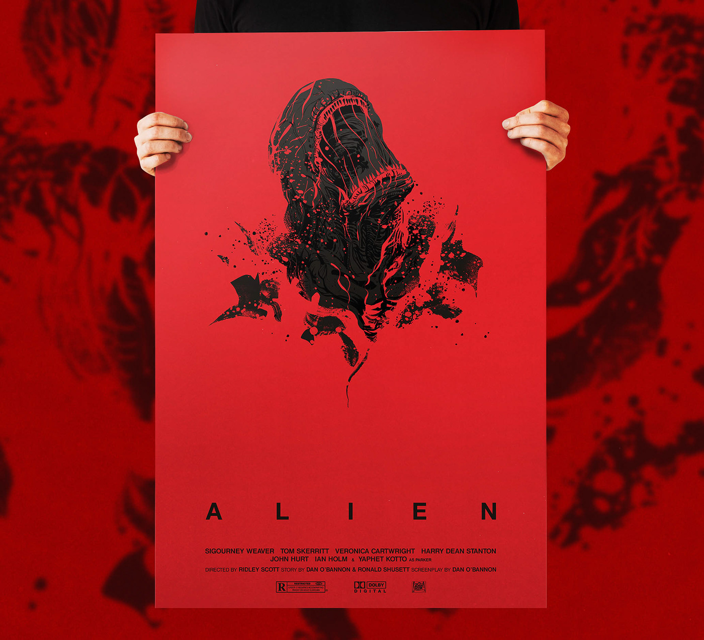 illustration alien alternative movie poster ellen ripley Giger horror red Ridley Scott Scifi sigourney weaver Xenomorph