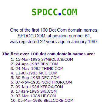 SPDCC.com oldest domain name (61th).