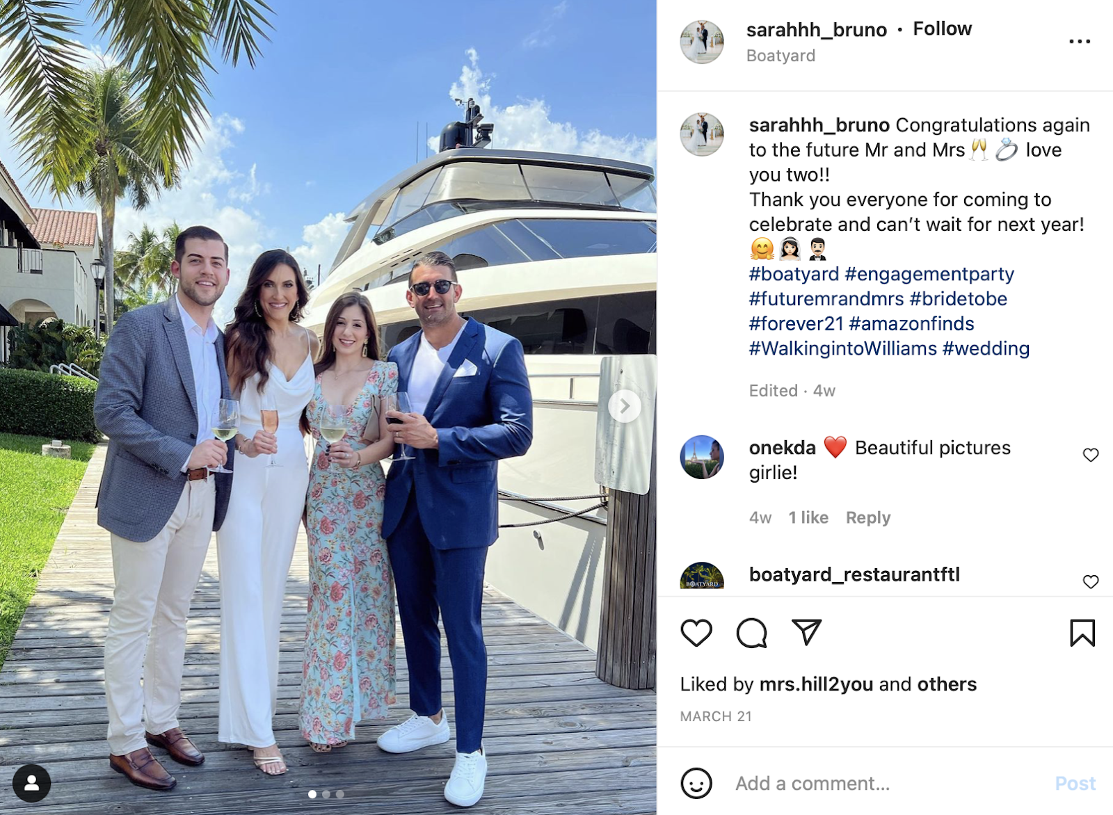 photo of couples at yacht engagement party