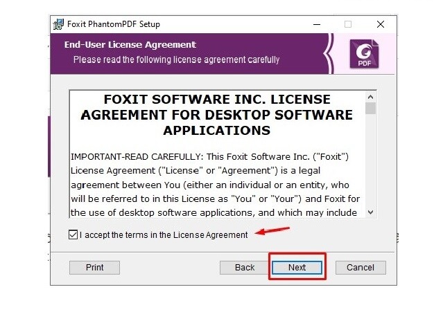 Bước 3: Tích vào mục I accept the terms in the License Agreement >> chọn Next.