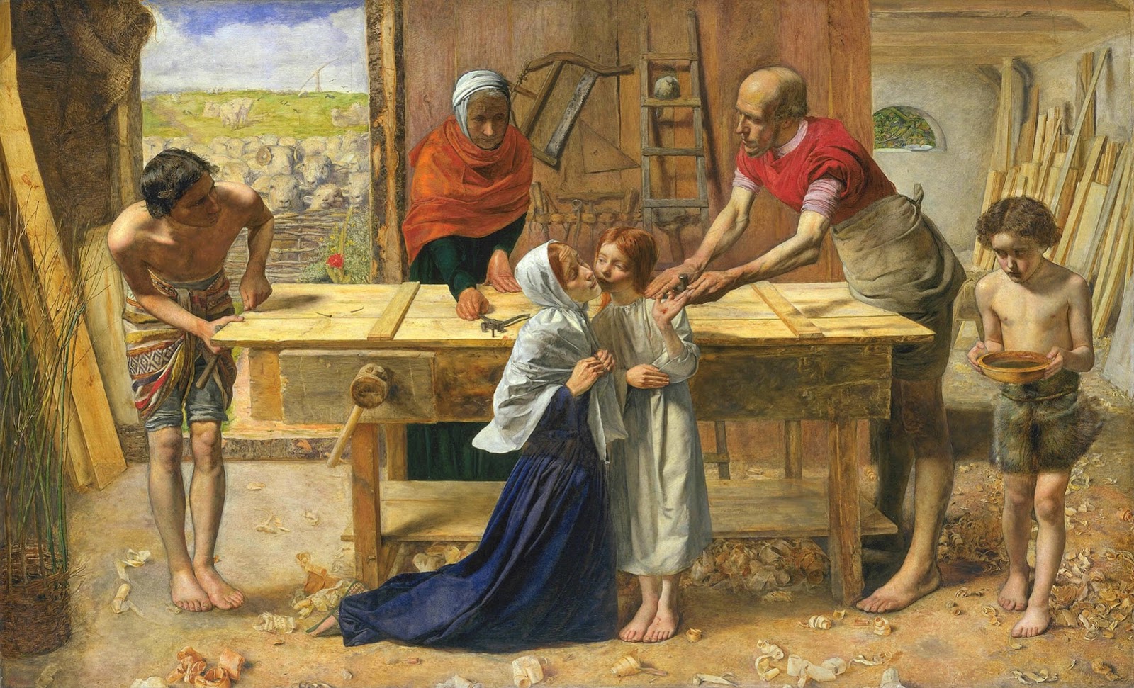 Christ in the House of His Parents depicts Jesus and John the Baptist Joseph’s workshop