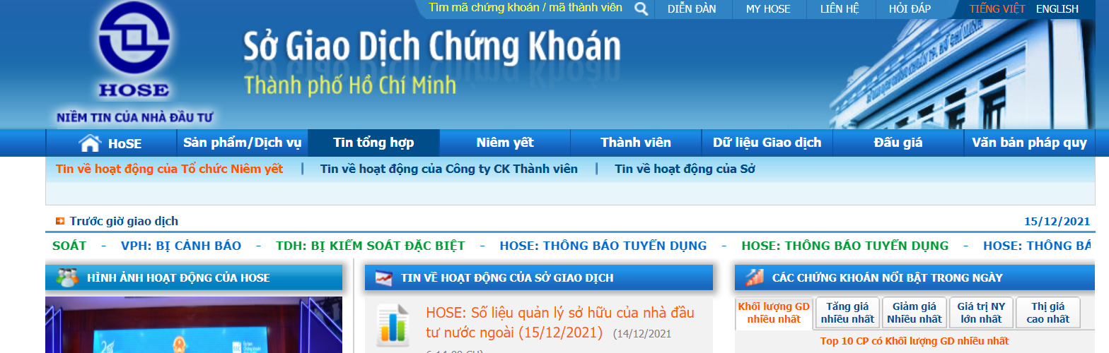 Thời gian giao dịch chứng khoán HOSE