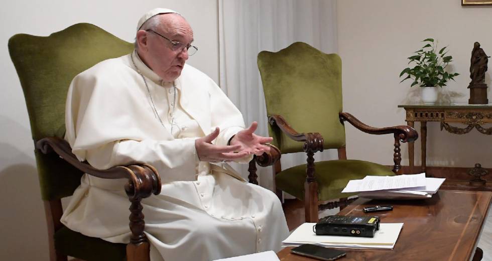 Pope Francis during the interview with EL PAÍS on Friday.