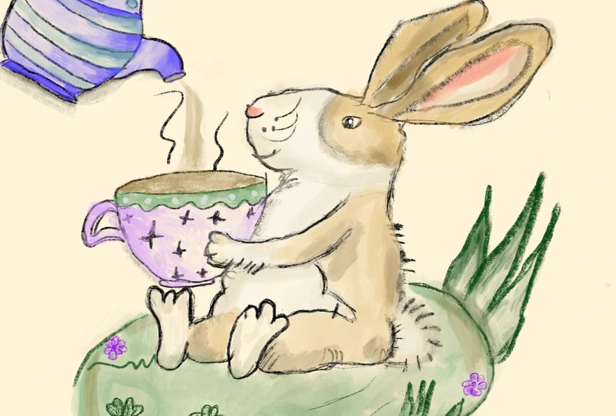 bunny with tea