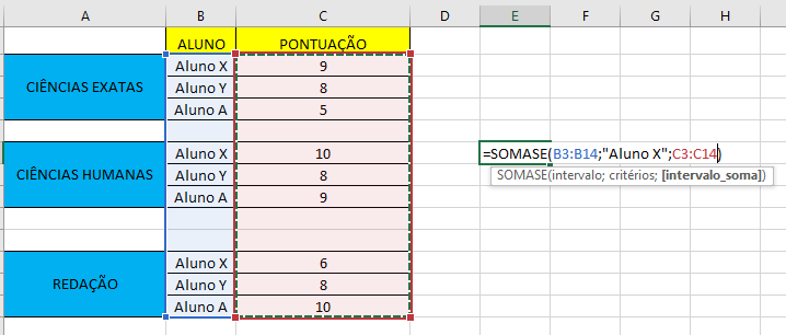 Definindo Intervalo da tabela