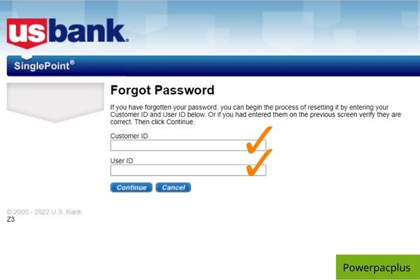 forgot password of us bank singlepoint