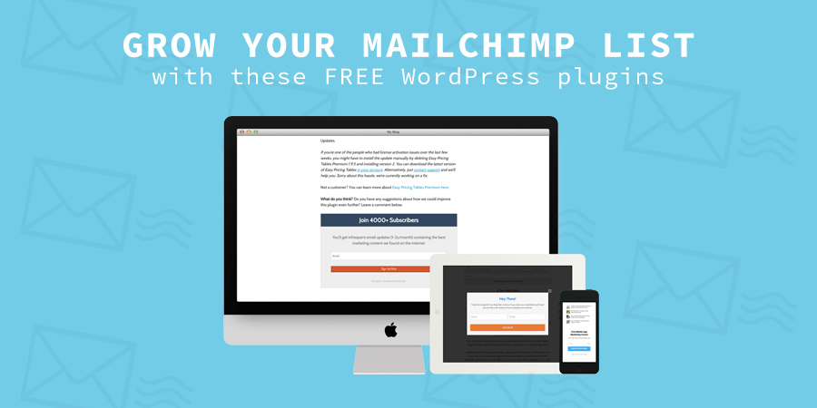 Plugins gratuitos do WordPress para aumentar sua lista do MailChimp