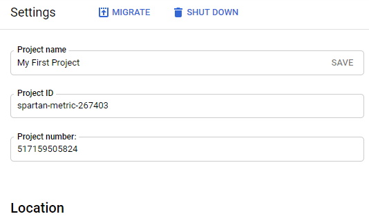 gcp project settings