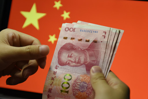 Photo de yuans, la monnaie chinoise, ici sous forme de billets.