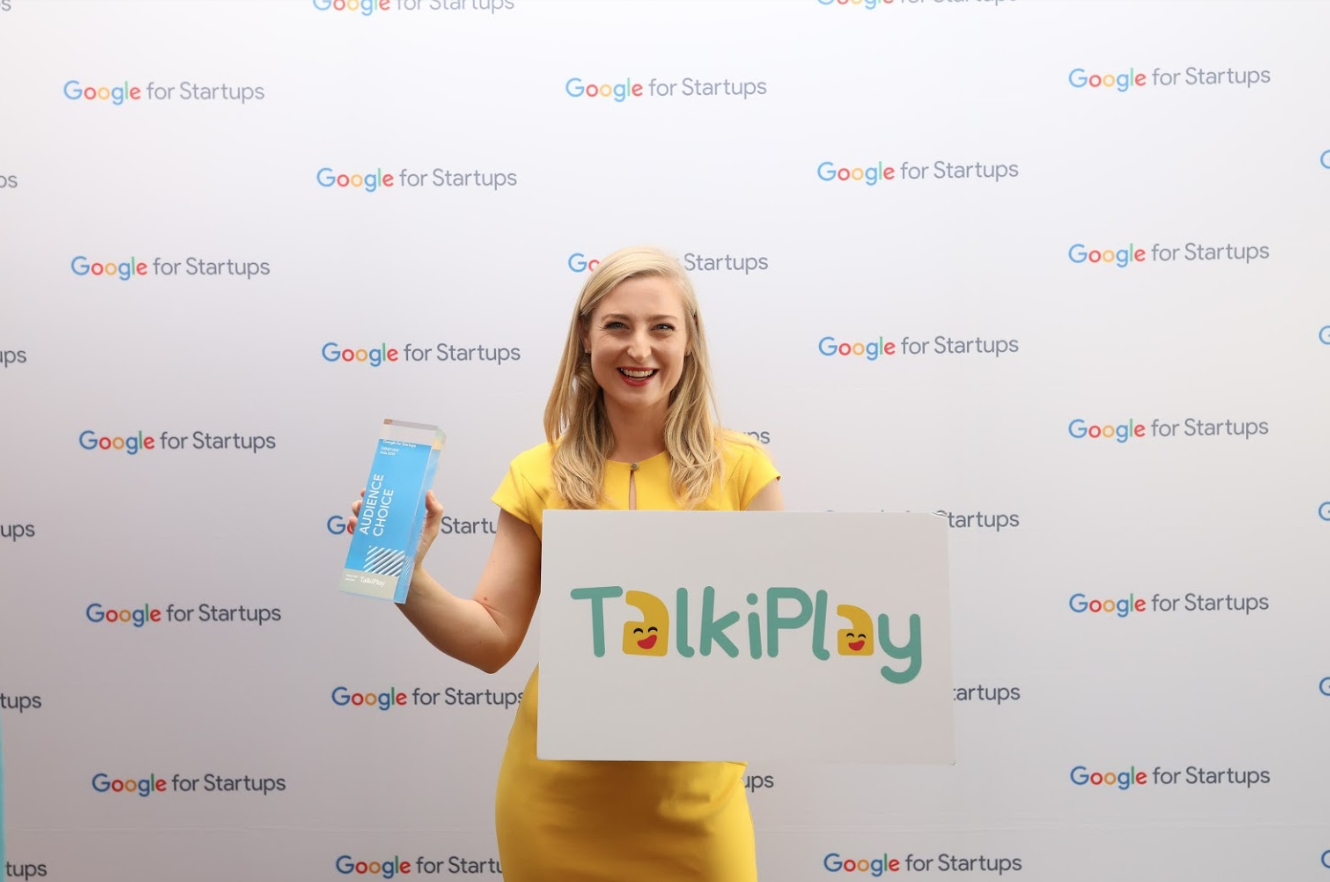 Photo of Annie McAuley, founder of TalkiPlay, at the event,