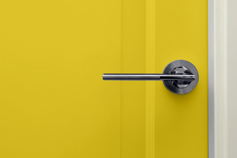 How to Paint Iron Doors: Close-Up of Yellow Door