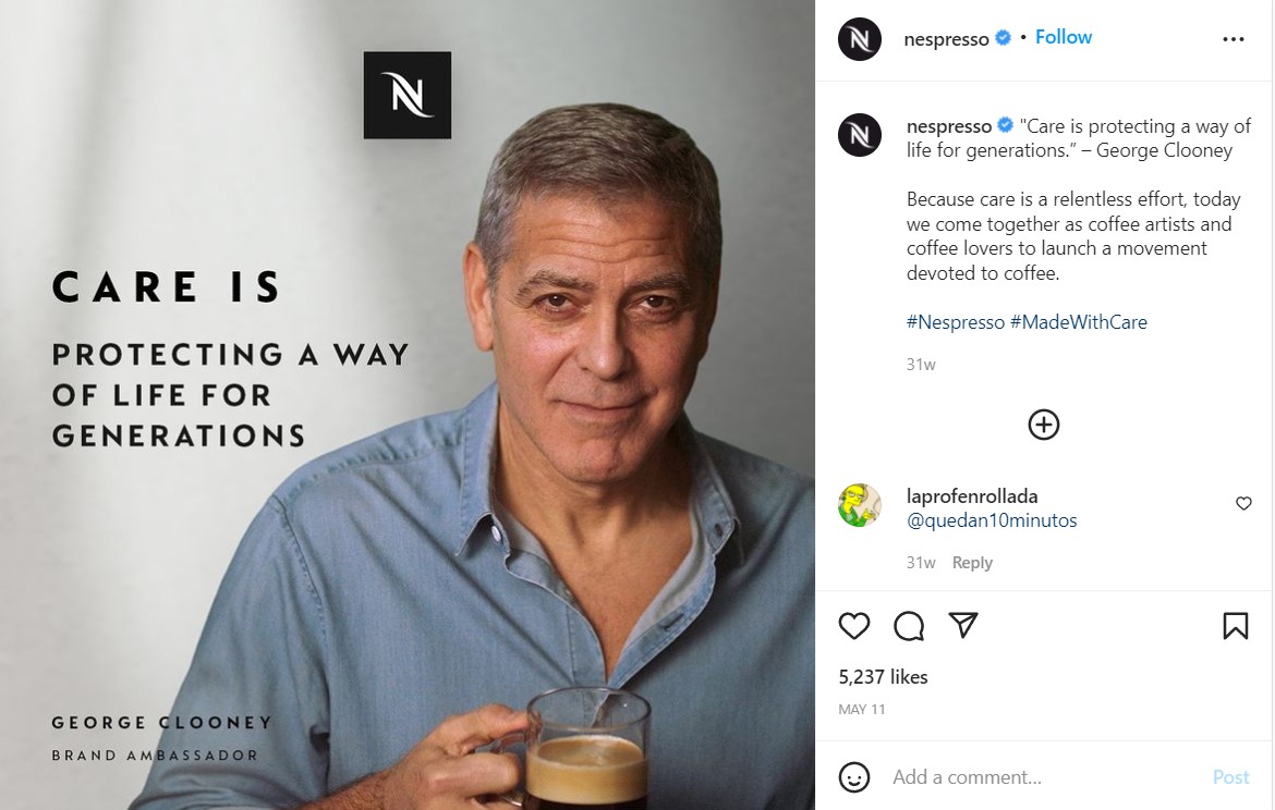 nespresso instagram brand ambassador