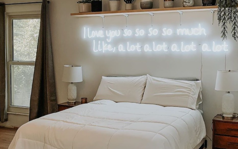 Use Purple LED Neon Signs For Bedroom Interior Design 