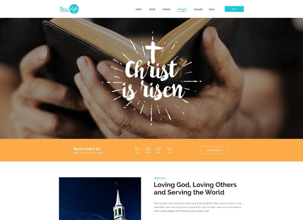 Nueva vida |  Tema de WordPress de Iglesia y religión