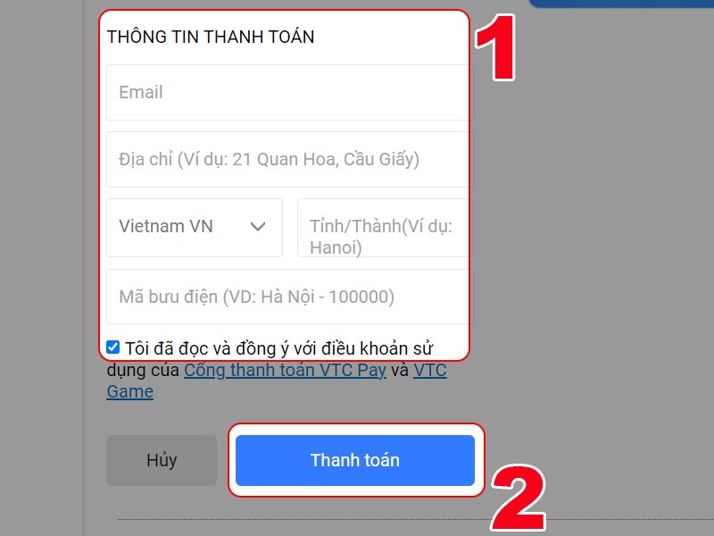 Nhập thông tin thanh toán