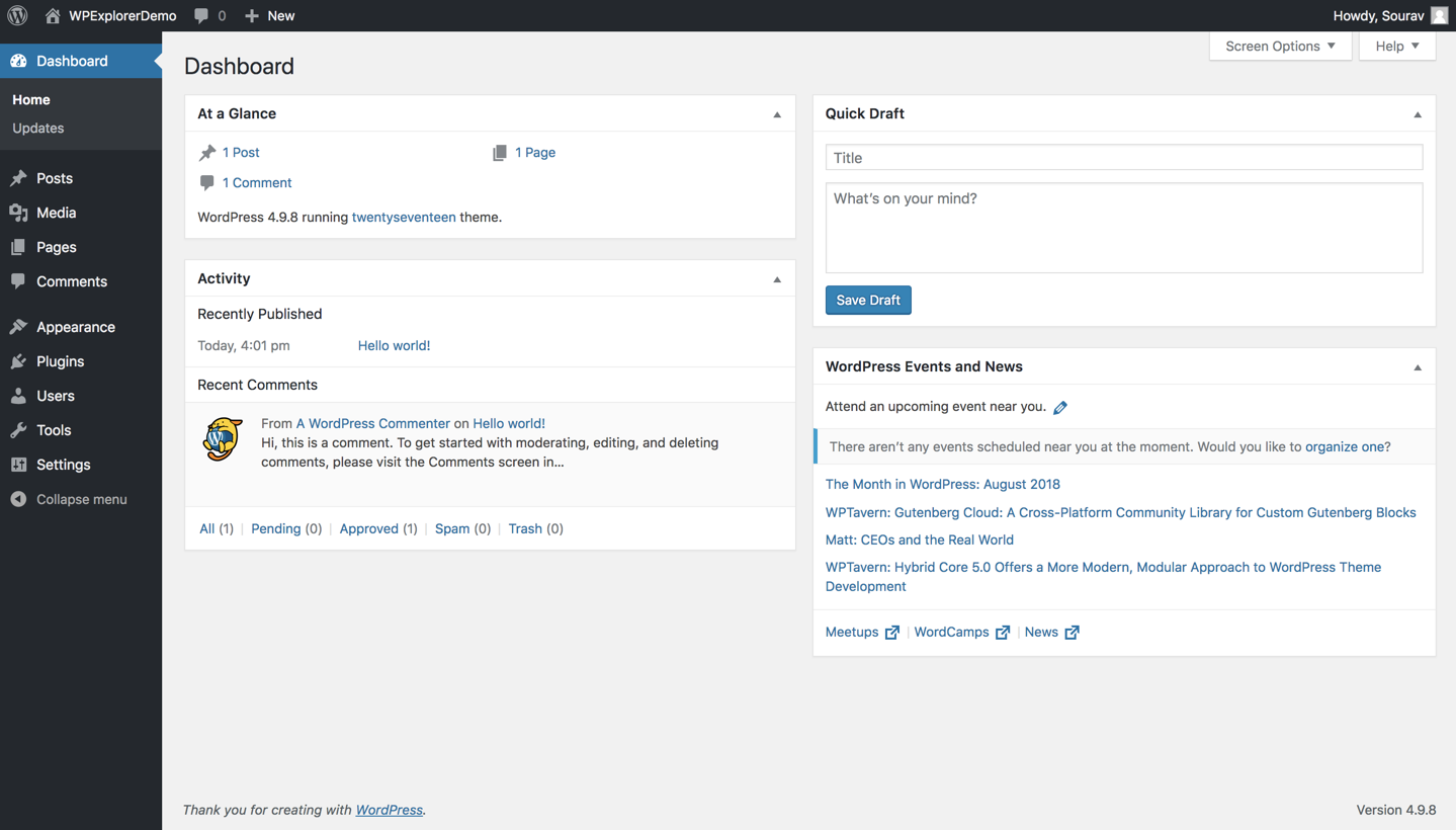 UpdraftPlus Demo 6.1 - 1 Criando Novo Site de Teste