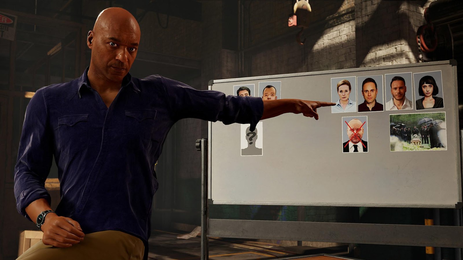 Najbolje PS VR igre: Policajac pokazuje na tablu na kojoj su zakačene sumnjive fotografije