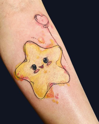 Cute Yellow Star Tattoo