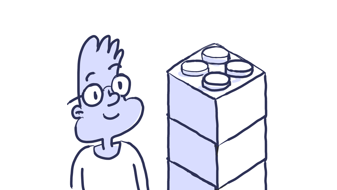 GIF image of a person building a little lego tower, a metaphor to build HTML using semantic markup for more structure and stability