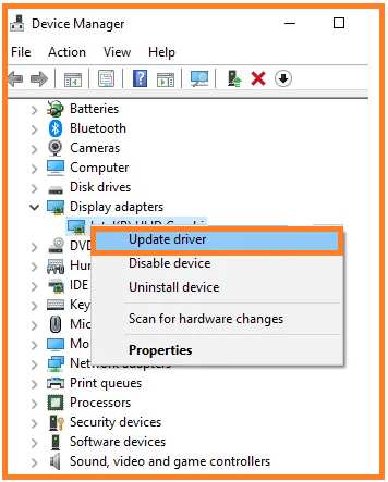 How to update the display driver in windows 10