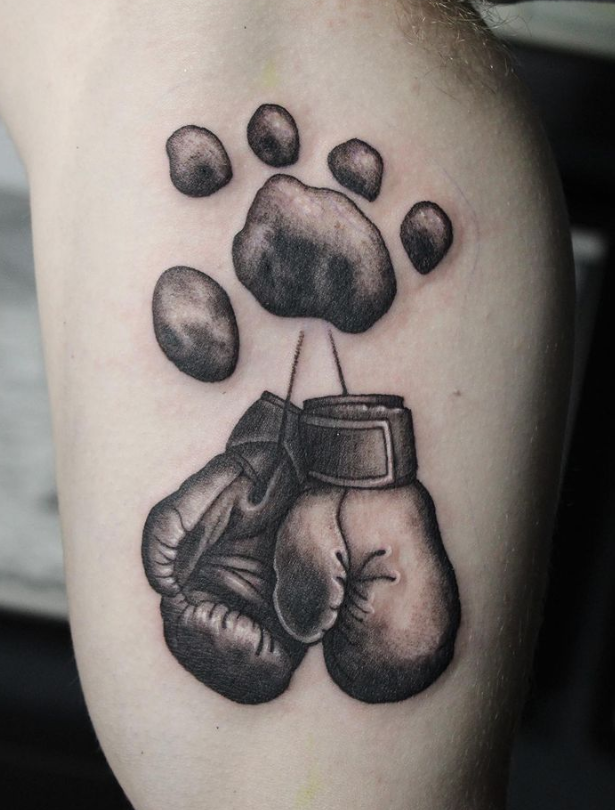 Cat Paw Print Boxing Gloves Tattoos