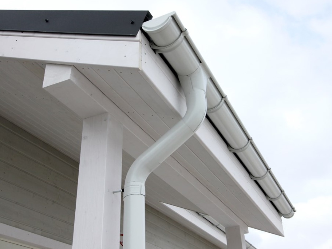 half round gutter with downspout