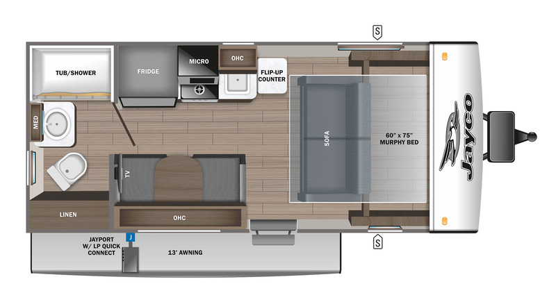 Couples Travel Trailers with a Murphy Bed Jayco Jay Feather Micro 173MRB Floorplan
