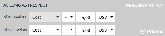 min and max level for your dynamic pricing rule