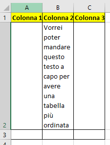 Cella a capo, Excel