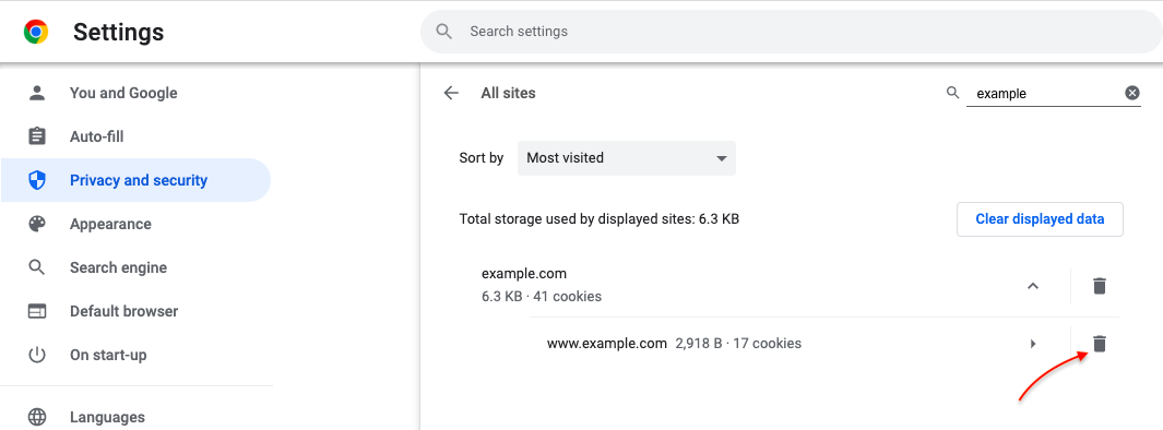 deleting cookie in chrome
