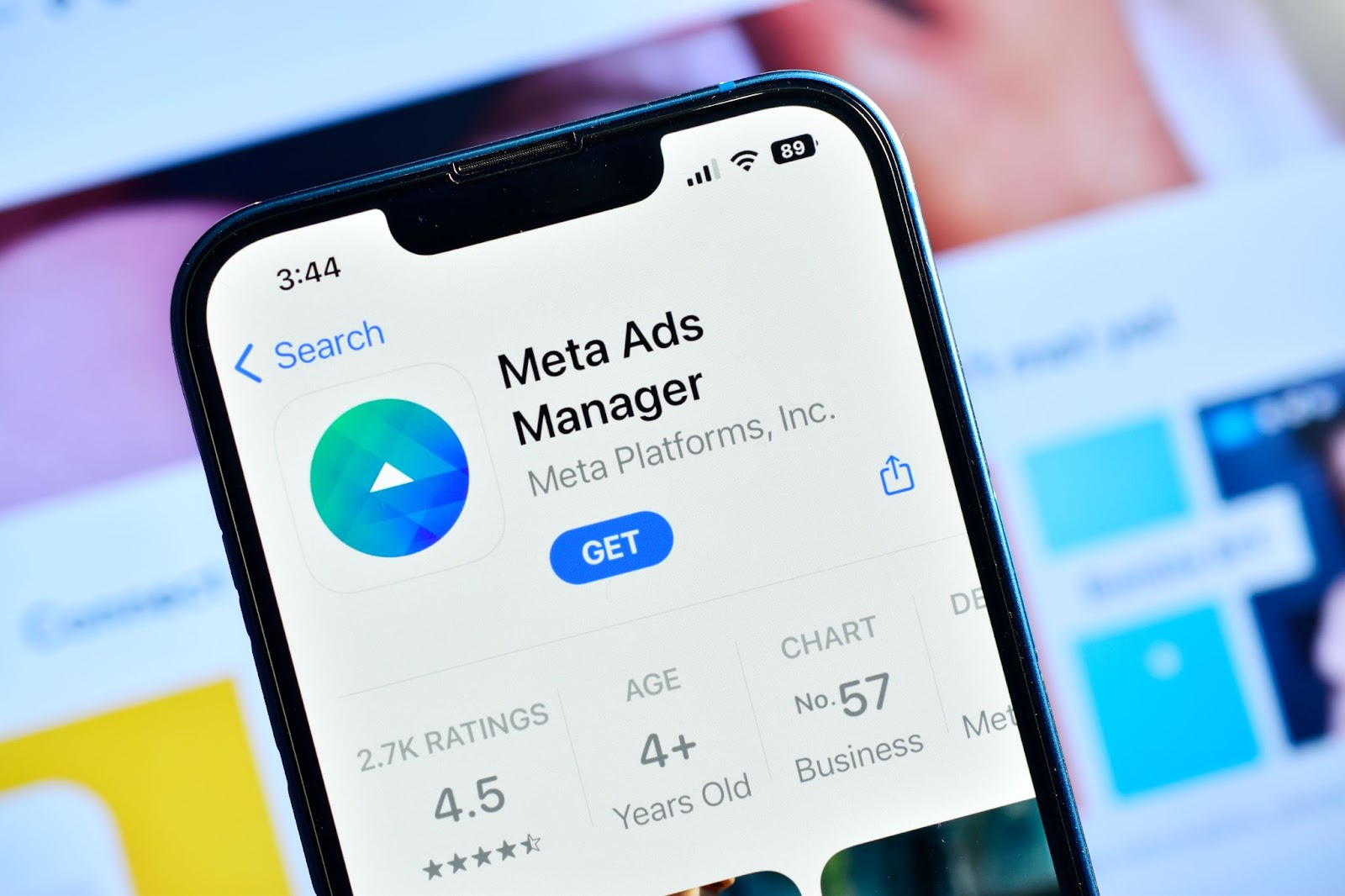 A screenshot of a phone checking out the Meta Ads Manager app