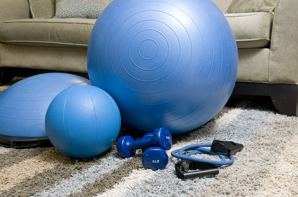 gym equipment on the carpet