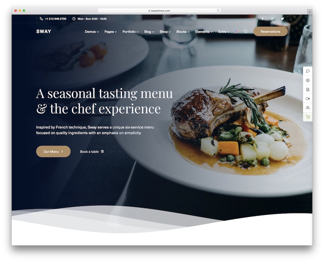 tema de restaurante de wordpress de balanceo