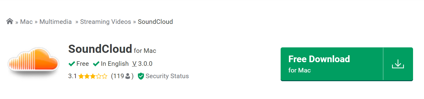 Downloading SoundCloud on Mac from Softonic