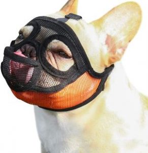 Tandd Short Snout Dog Muzzle Adjustable Breathable Mesh Bulldog Muzzle Dog Mask For Barking Biting (2)