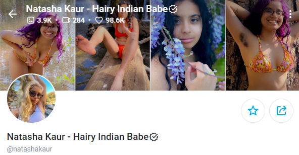 Indian OnlyFans Page screenshot - Natasha Kaur: @natashakaur