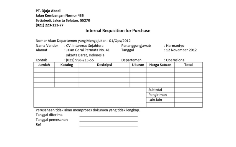 requisition for purchase