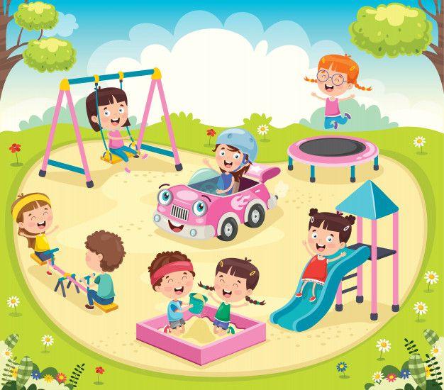 Niños jugando en el parque Vector Premiu... | Premium Vector #Freepik  #vector #arbol #ninos #naturaleza #deporte | Niños jugando, Dibujo de niños  jugando, Niños