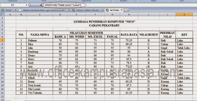 rumus ms excel if