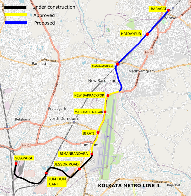 Kolkata Metro Yellow Line Route Map, Stations, Timings