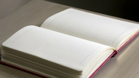 An open journal displaying blank pages