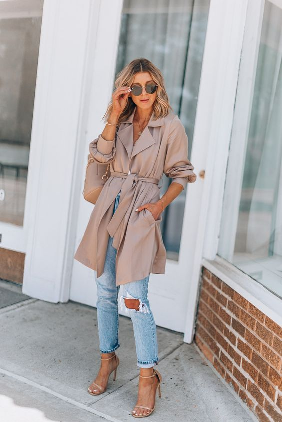 Lightweight trench coat and jeans