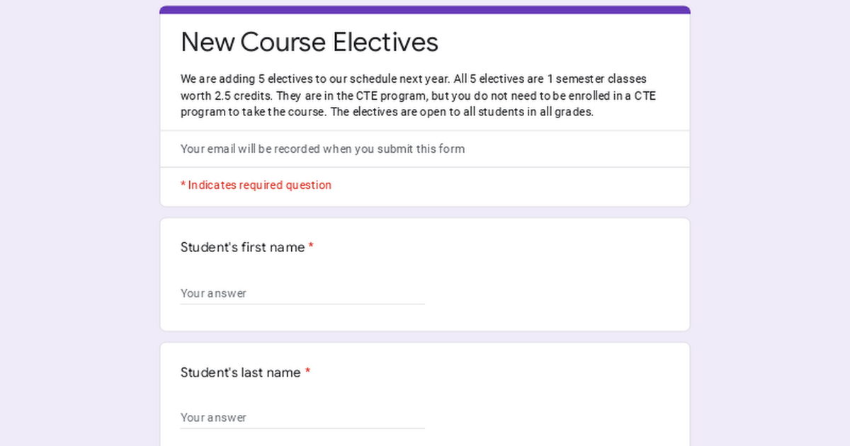 New Course Electives