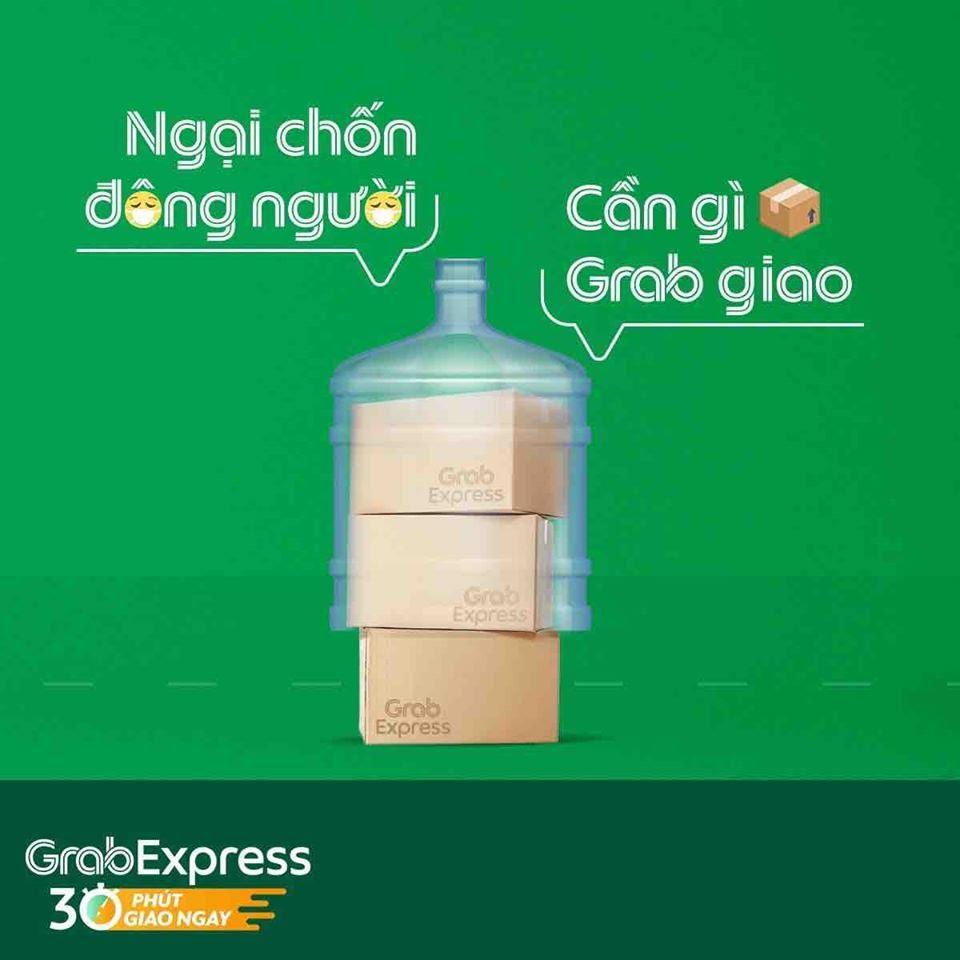 Hình ảnh có thể có: văn bản cho biết 'Ngaii chon ට ng ngu Can gì Grab giao Grmo Express Express Grab Express GrabExpress 30 GIAONGAY'