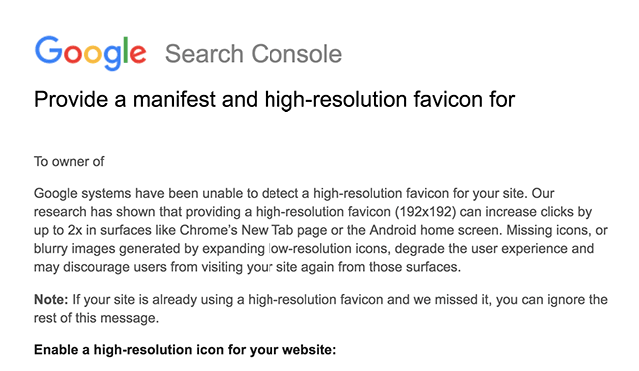 Google sends letter on favicons